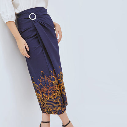 Kemeja Rok Lilit Couple Batik Kebaya Jumputan Pria Wanita Navy Hanusa