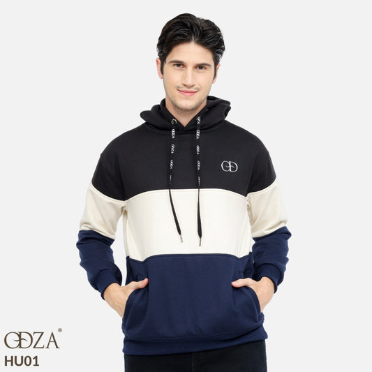 Odza Jaket Sweater Hoodie Luaran Pria Wanita Fleece Premium Tebal 3 Warna Tricolor