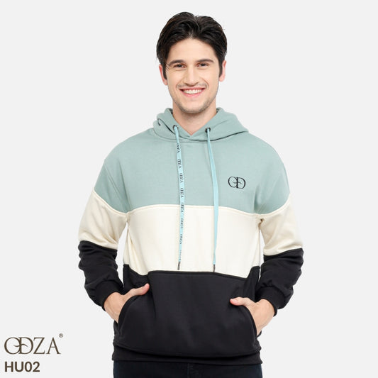 Odza Jaket Sweater Pria Wanita Luaran Hoodie Soft Fleece Premium Tebal 3 Warna Hijau Sage Tricolor