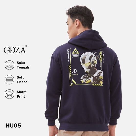 Odza Sweater Hoodie Jaket Pria Wanita Fleece Tebal Casual Street Style Printing Navy Cyberpunk Ultron