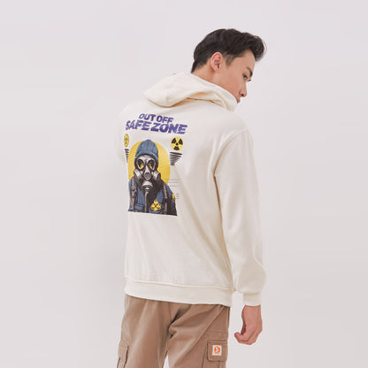 Odza Jaket Sweater Hoodie Pria Wanita Fleece Tebal Casual Street Style Printing Cream Safezone