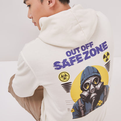Odza Jaket Sweater Hoodie Pria Wanita Fleece Tebal Casual Street Style Printing Cream Safezone