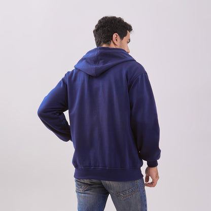 Odza Sweater Resleting Jaket Hoodie Unisex Pria Wanita Fleece Casual Style Navy