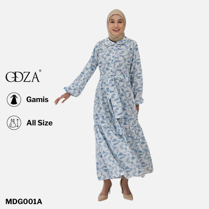 Odza Long Maxi Dress Muslimah Gamis Wanita Bunga Almaira