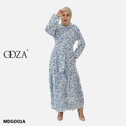 Odza Long Maxi Dress Muslimah Gamis Wanita Bunga Almaira