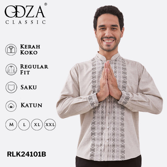 Odza Baju Koko Lengan Panjang Pria Premium Quality Motif Kombinasi