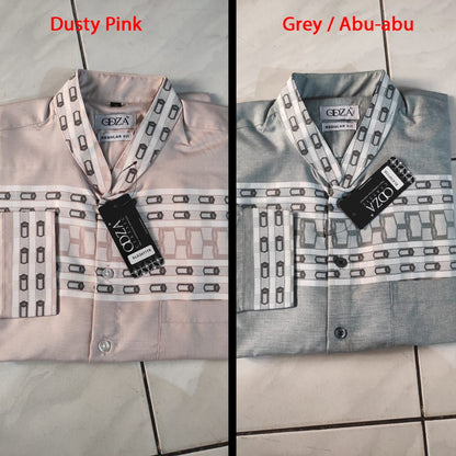 Odza Baju Koko Pria Lengan Panjang Muslim Cowok Regular Fit Size Jumbo Banafah