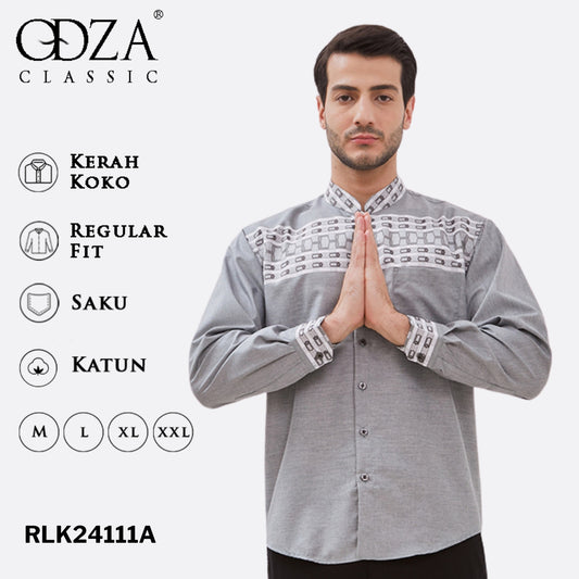 Odza Baju Koko Pria Lengan Panjang Muslim Cowok Regular Fit Size Jumbo Banafah