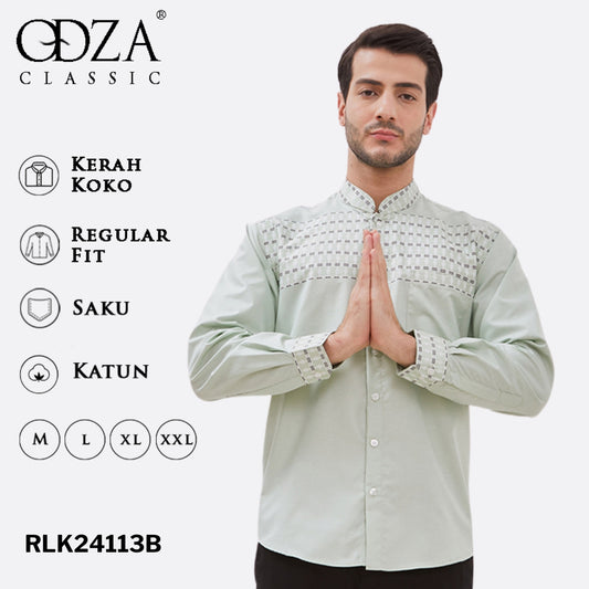 Odza Baju Koko Pria Lengan Panjang Gamis Muslim Regular Fit Jumbo Salman