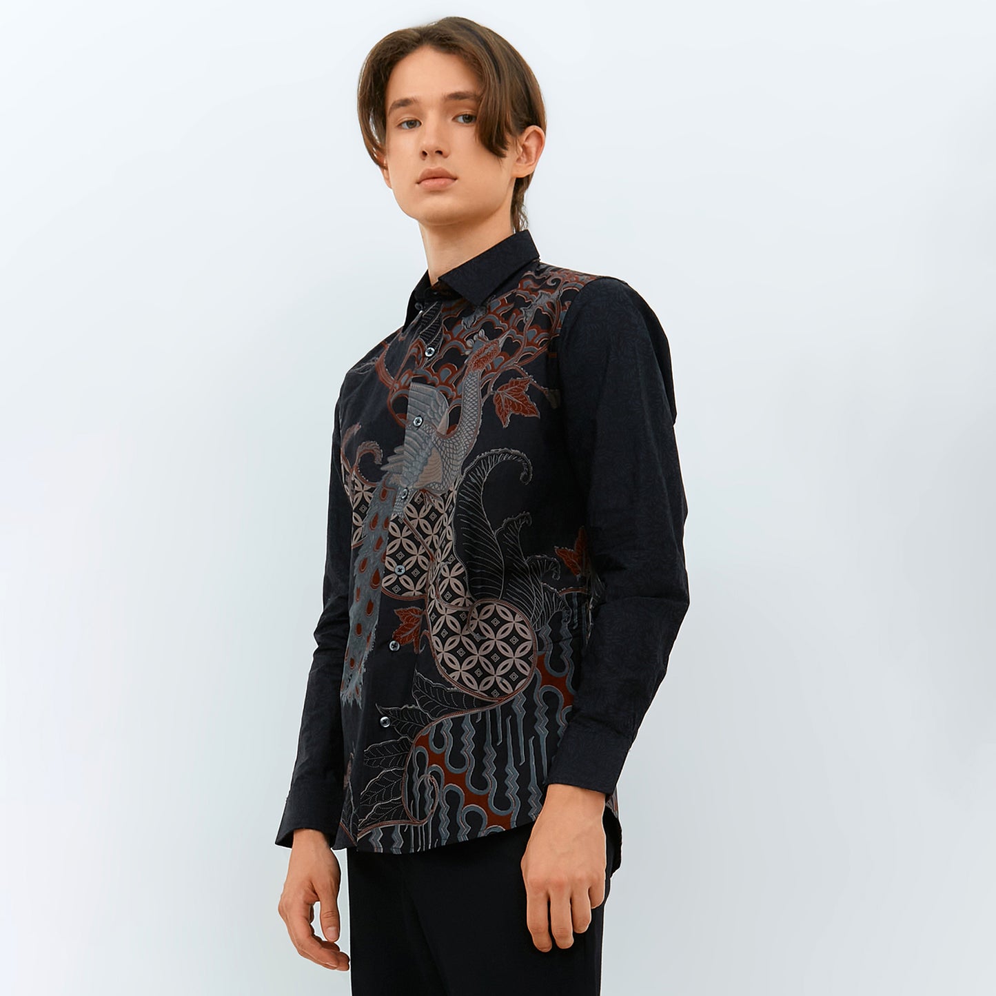 Odza Kemeja Batik Lengan Panjang Slim Fit Modern Solo Agneya Hitam