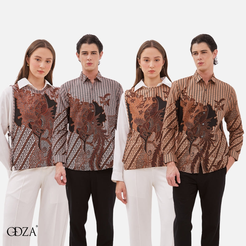 Odza Baju Batik Lengan Panjang Pria Kemeja Motif Fashion Modern Dulawonu