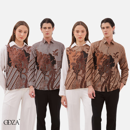 Odza Baju Batik Lengan Panjang Pria Kemeja Motif Fashion Modern Dulawonu