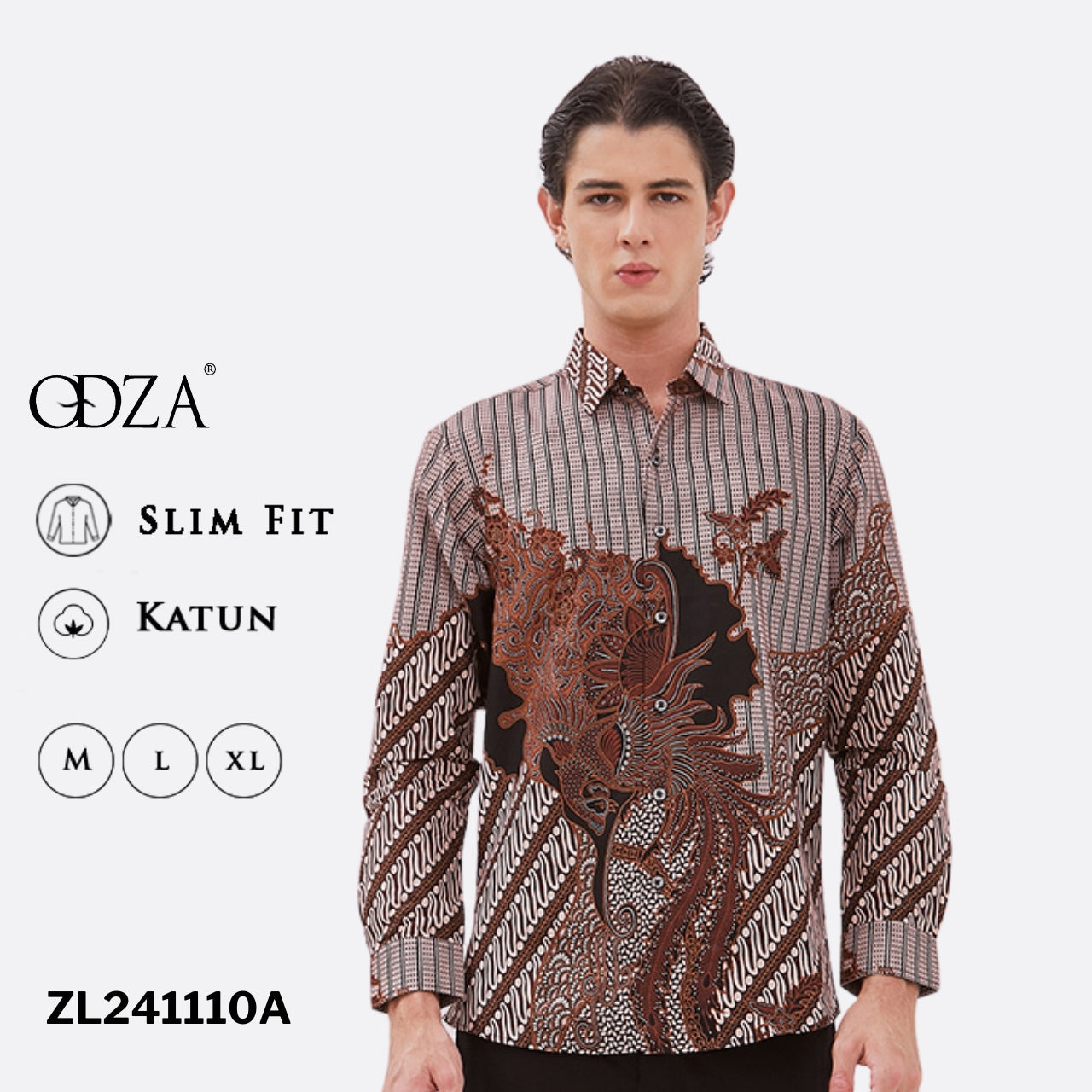 Odza Baju Batik Lengan Panjang Pria Kemeja Motif Fashion Modern Dulawonu