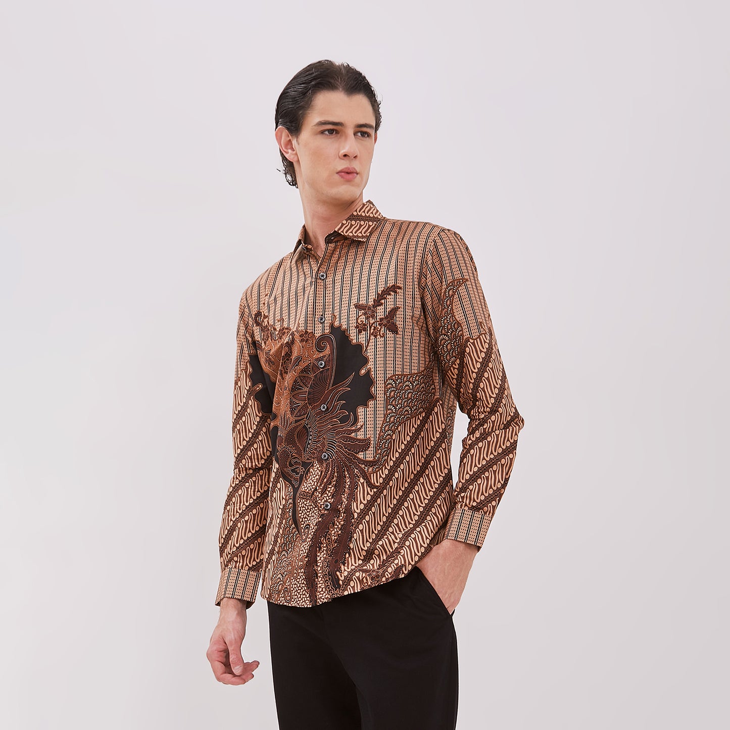 Odza Baju Batik Lengan Panjang Pria Kemeja Motif Fashion Modern Dulawonu