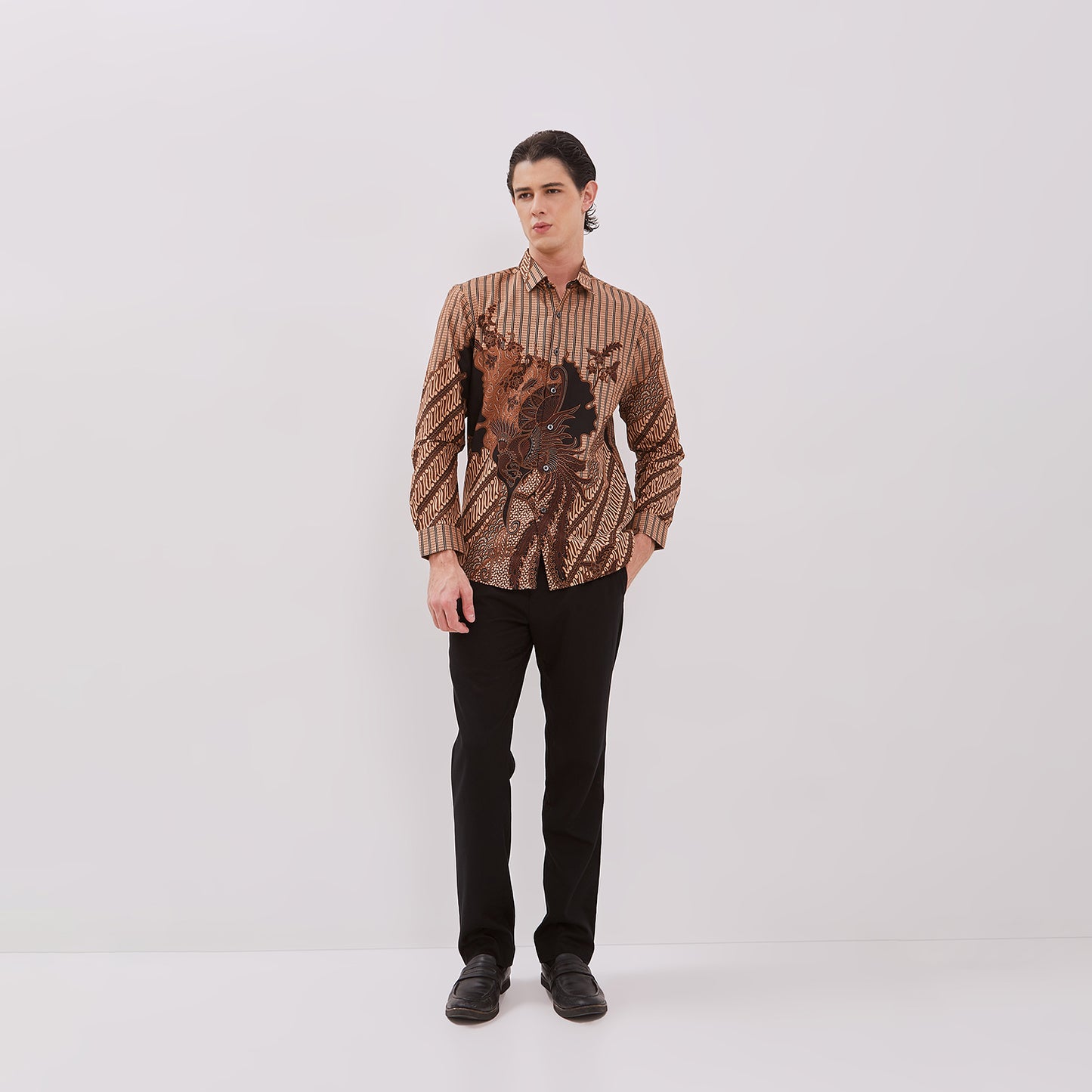 Odza Baju Batik Lengan Panjang Pria Kemeja Motif Fashion Modern Dulawonu