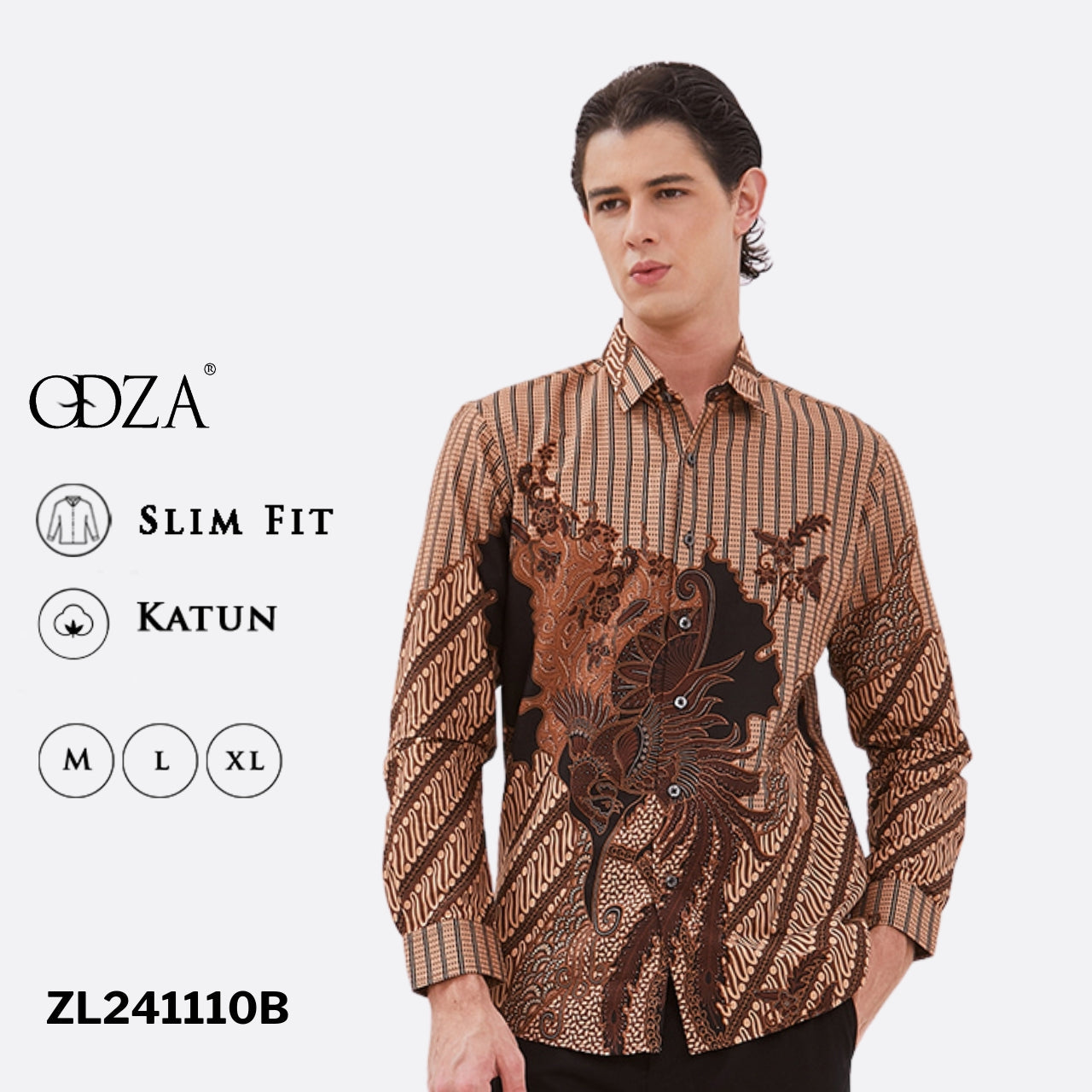 Odza Baju Batik Lengan Panjang Pria Kemeja Motif Fashion Modern Dulawonu