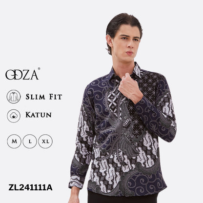 Odza Baju Batik Solo Pria Lengan Panjang Atasan Seragam Modern Glory