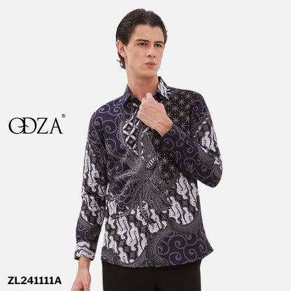 Odza Baju Batik Solo Pria Lengan Panjang Atasan Seragam Modern Glory
