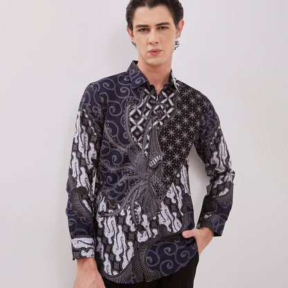 Odza Baju Batik Solo Pria Lengan Panjang Atasan Seragam Modern Glory