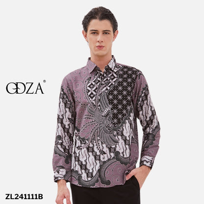 Odza Baju Batik Solo Pria Lengan Panjang Atasan Seragam Modern Glory