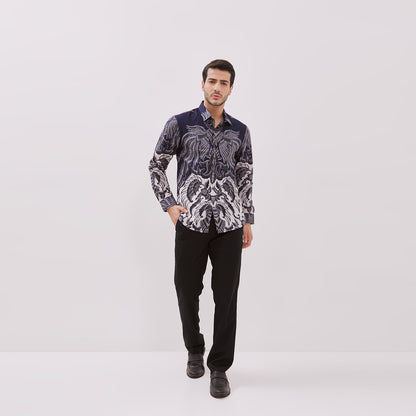 Odza Kemeja Batik Lengan Panjang Pria Slim Fit Asli Solo Jumbo Original