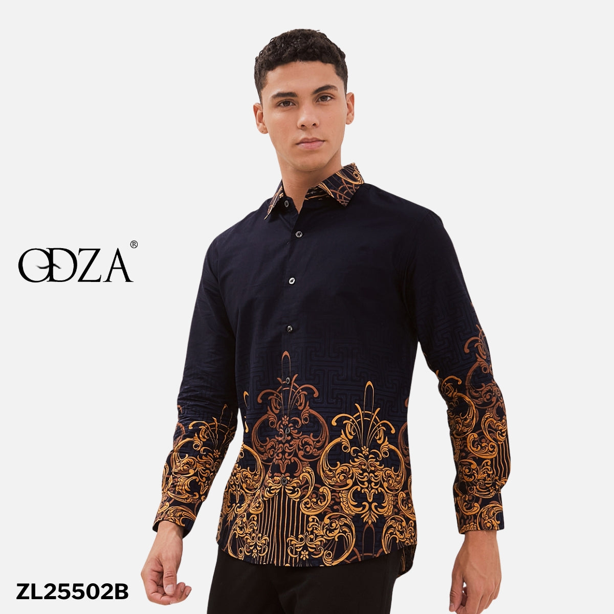 Odza Kemeja Batik Lengan Panjang Pria Cotton Printing Slim Regular Fit Premium 40s Modern Linggara