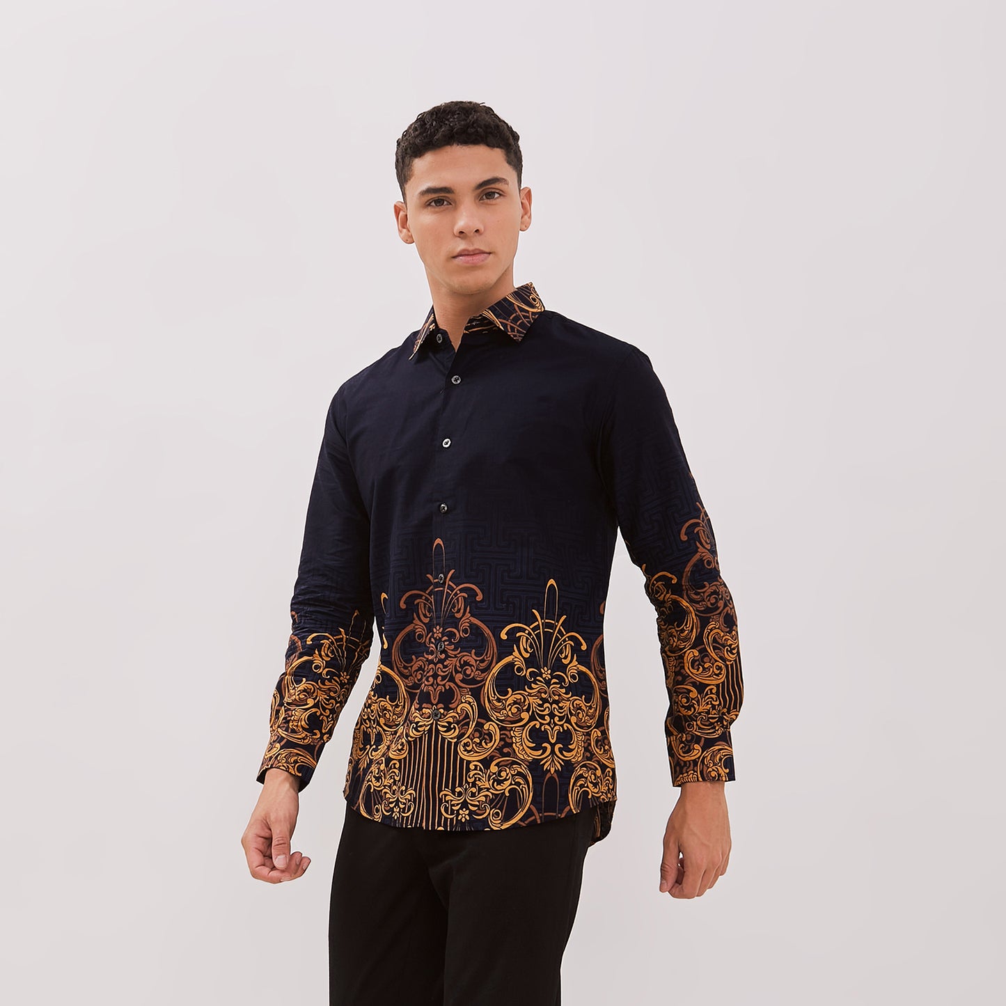 Odza Kemeja Batik Lengan Panjang Pria Cotton Printing Slim Regular Fit Premium 40s Modern Linggara