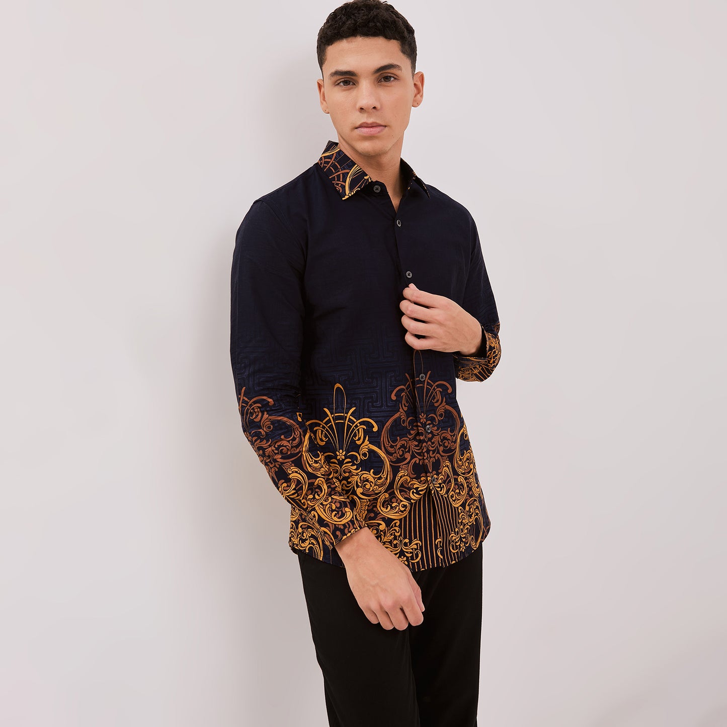 Odza Kemeja Batik Lengan Panjang Pria Cotton Printing Slim Regular Fit Premium 40s Modern Linggara