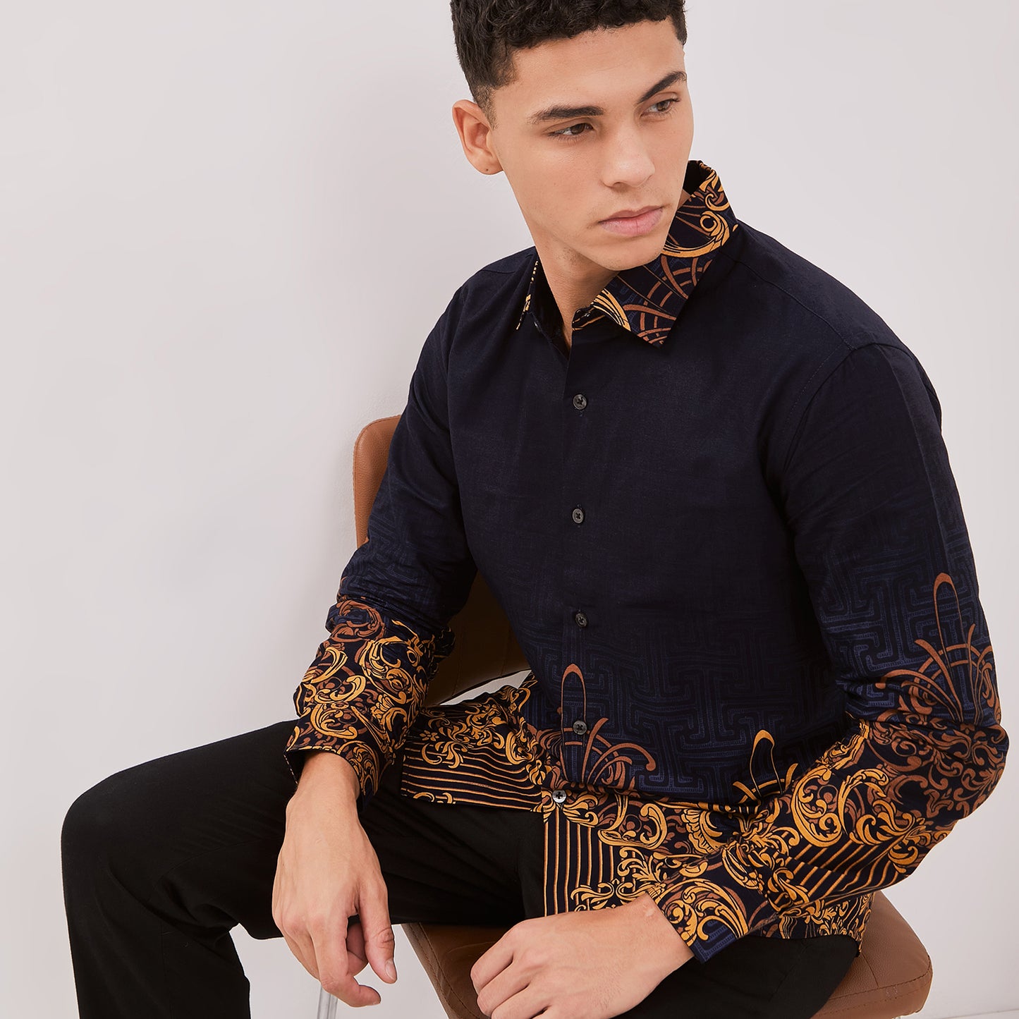 Odza Kemeja Batik Lengan Panjang Pria Cotton Printing Slim Regular Fit Premium 40s Modern Linggara