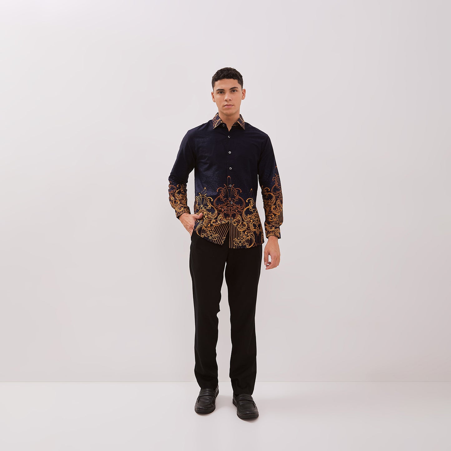 Odza Kemeja Batik Lengan Panjang Pria Cotton Printing Slim Regular Fit Premium 40s Modern Linggara