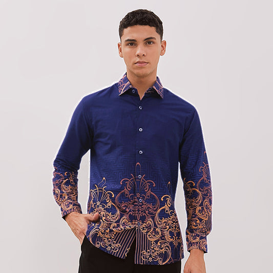 Odza Kemeja Batik Lengan Panjang Pria Cotton Printing Slim Regular Fit Premium 40s Modern Linggara