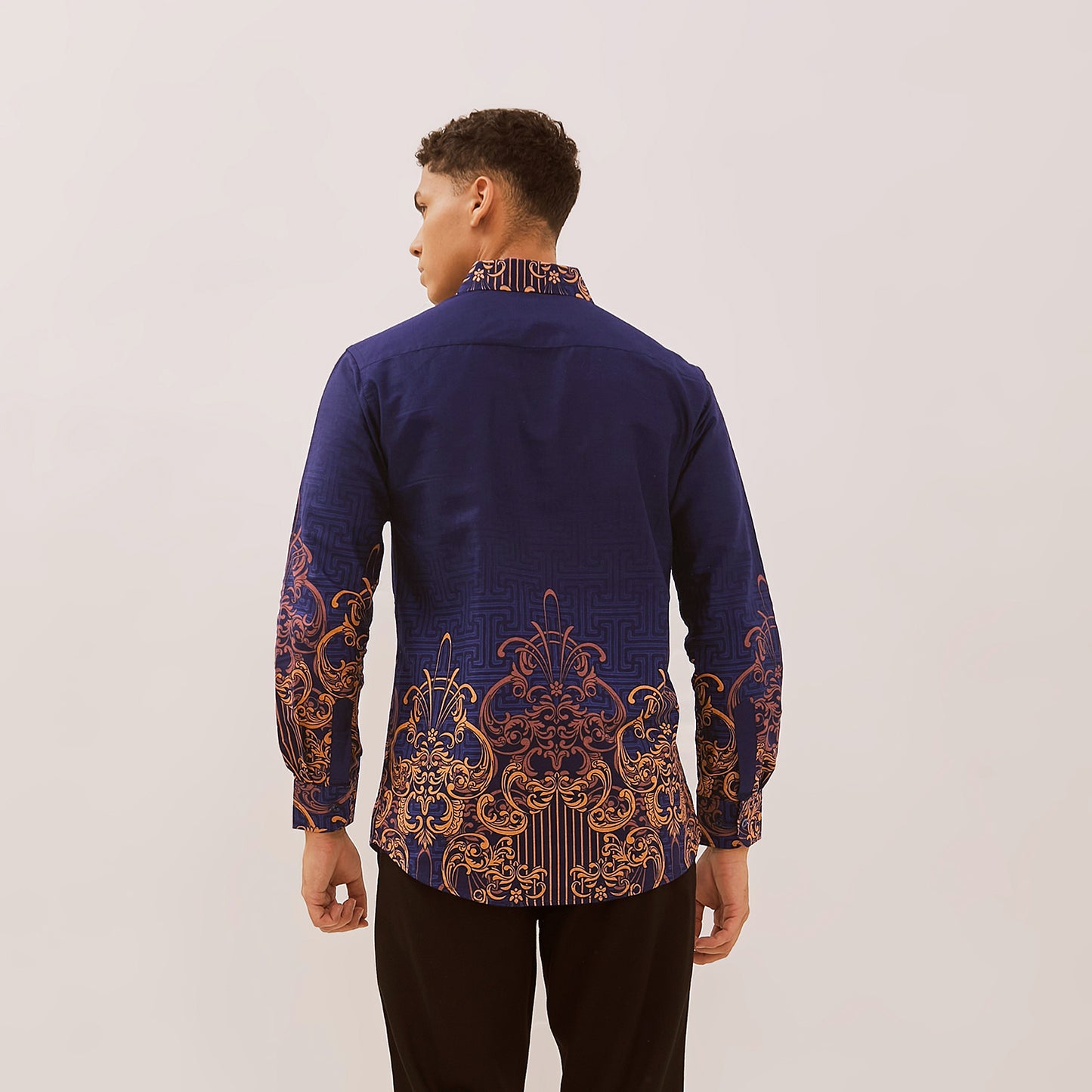Kemeja Rok Lilit Couple Batik Kebaya Jumputan Pria Wanita Navy Hanusa