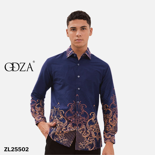 Odza Kemeja Batik Lengan Panjang Pria Cotton Printing Slim Regular Fit Premium 40s Modern Linggara