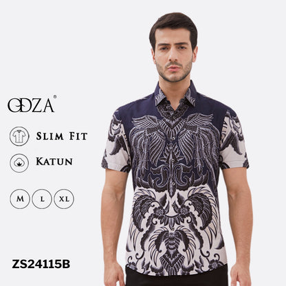 Odza Classic Kemeja Batik Pria Modern Lengan Pendek Original Slimfit Premium Cartalia