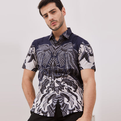 Odza Classic Kemeja Batik Pria Modern Lengan Pendek Original Slimfit Premium Cartalia
