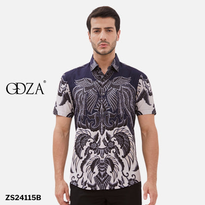 Odza Classic Kemeja Batik Pria Modern Lengan Pendek Original Slimfit Premium Cartalia