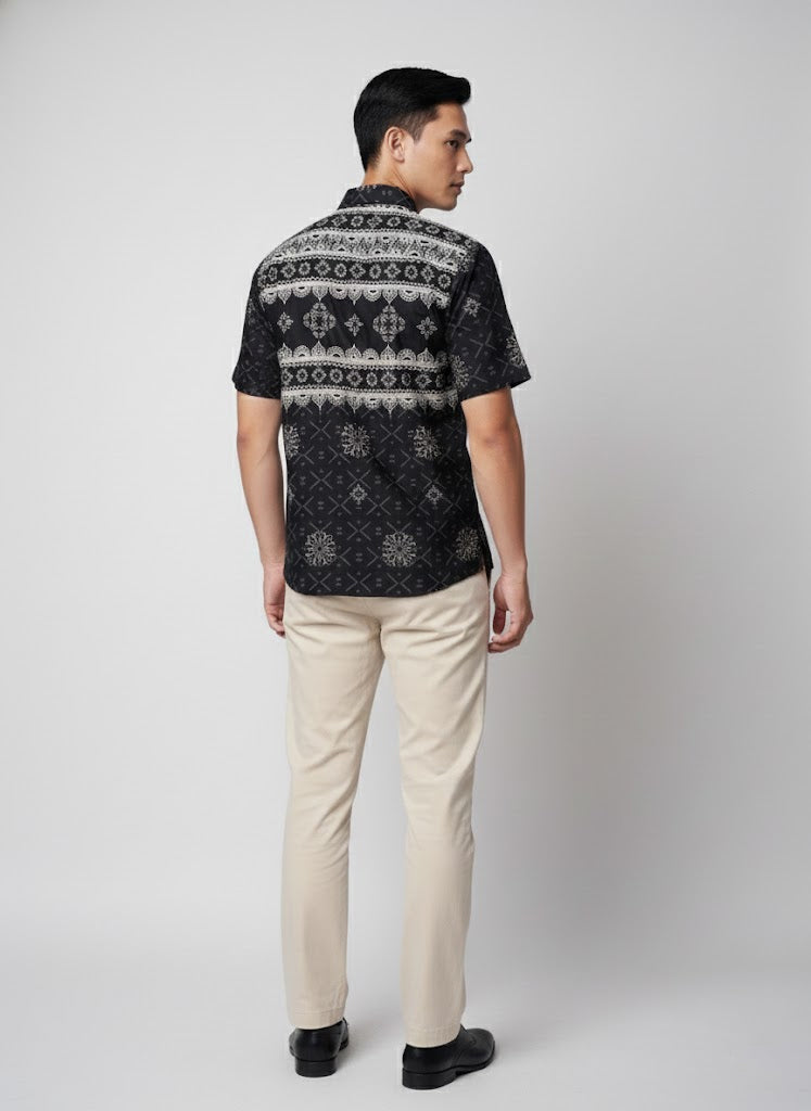 ODZA Classic Kemeja Batik Pria Lengan Pendek Slim Fit Regular Jumbo Kasual Modern Cretaria Bahan Katun Nyaman Motif Elegan