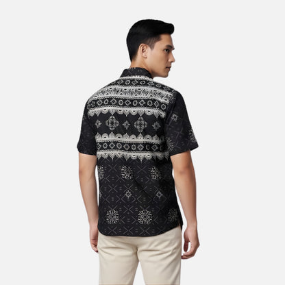ODZA Classic Kemeja Batik Pria Lengan Pendek Slim Fit Regular Jumbo Kasual Modern Cretaria Bahan Katun Nyaman Motif Elegan
