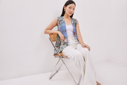 Odza Baju Luaran Atasan Rompi Batik Outer Wanita Bolak balik All size Adiraga Biru Hijau
