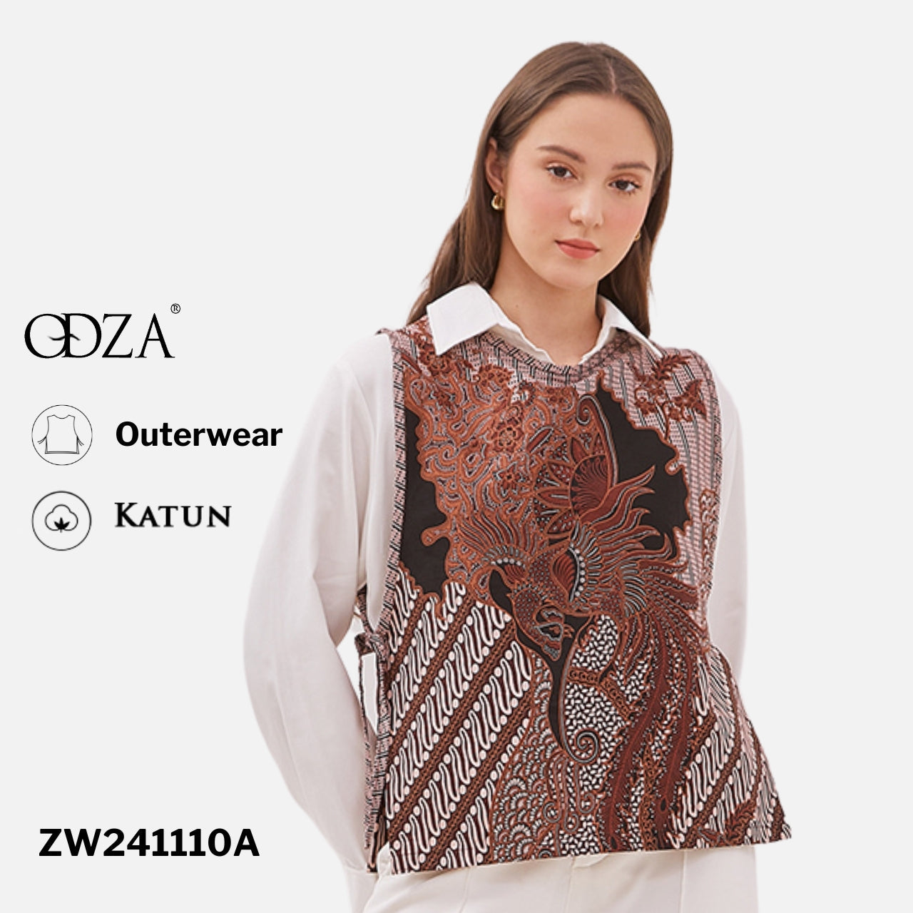 Odza Luaran Rompi Batik Allsize Outer Vest Wanita Tanpa Lengan Jumbo Modern Royal