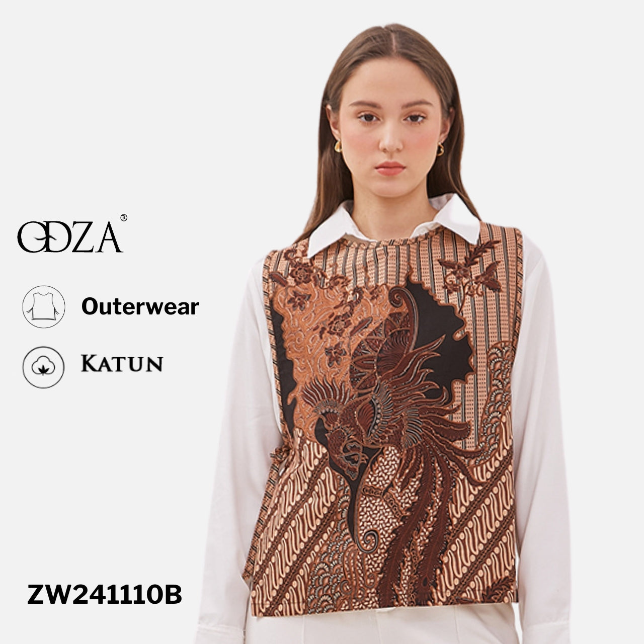 Odza Luaran Rompi Batik Allsize Outer Vest Wanita Tanpa Lengan Jumbo Modern Royal