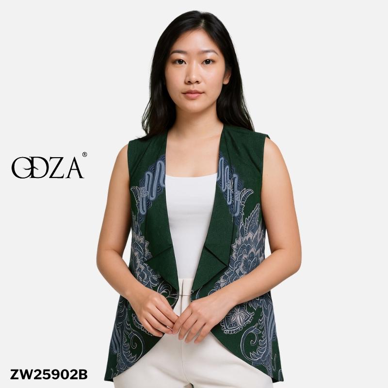 Odza Batik Couple Keluarga Kemeja Hem Pria Baju Lengan Pendek Outer Rompi Vest Pasangan Motif Hijau Jumbo Widyanata