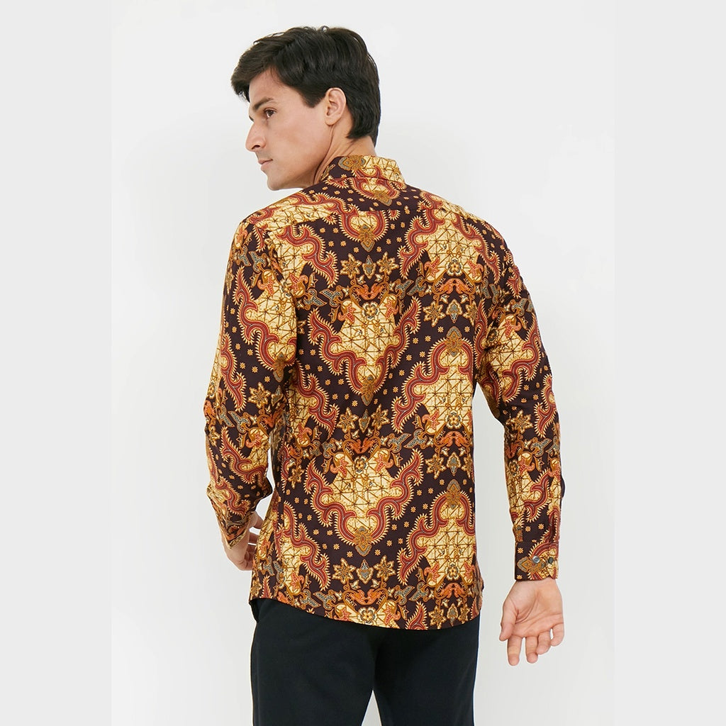 Odza Classic Kemeja Batik Muslim Pria Lengan Panjang Krestina