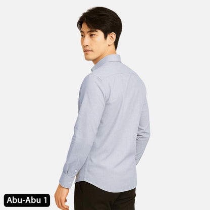 Odza Kemeja Polos Pria Lengan Panjang Slim Fit Regular Abu Muda