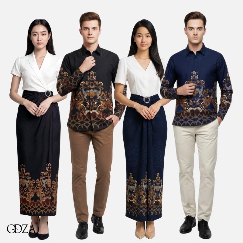 Kemeja Rok Lilit Couple Batik Kebaya Jumputan Pria Wanita Lierna Kain Katun Pasangan