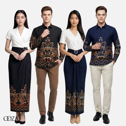 Kemeja Rok Lilit Couple Batik Kebaya Jumputan Pria Wanita Lierna Kain Katun Pasangan