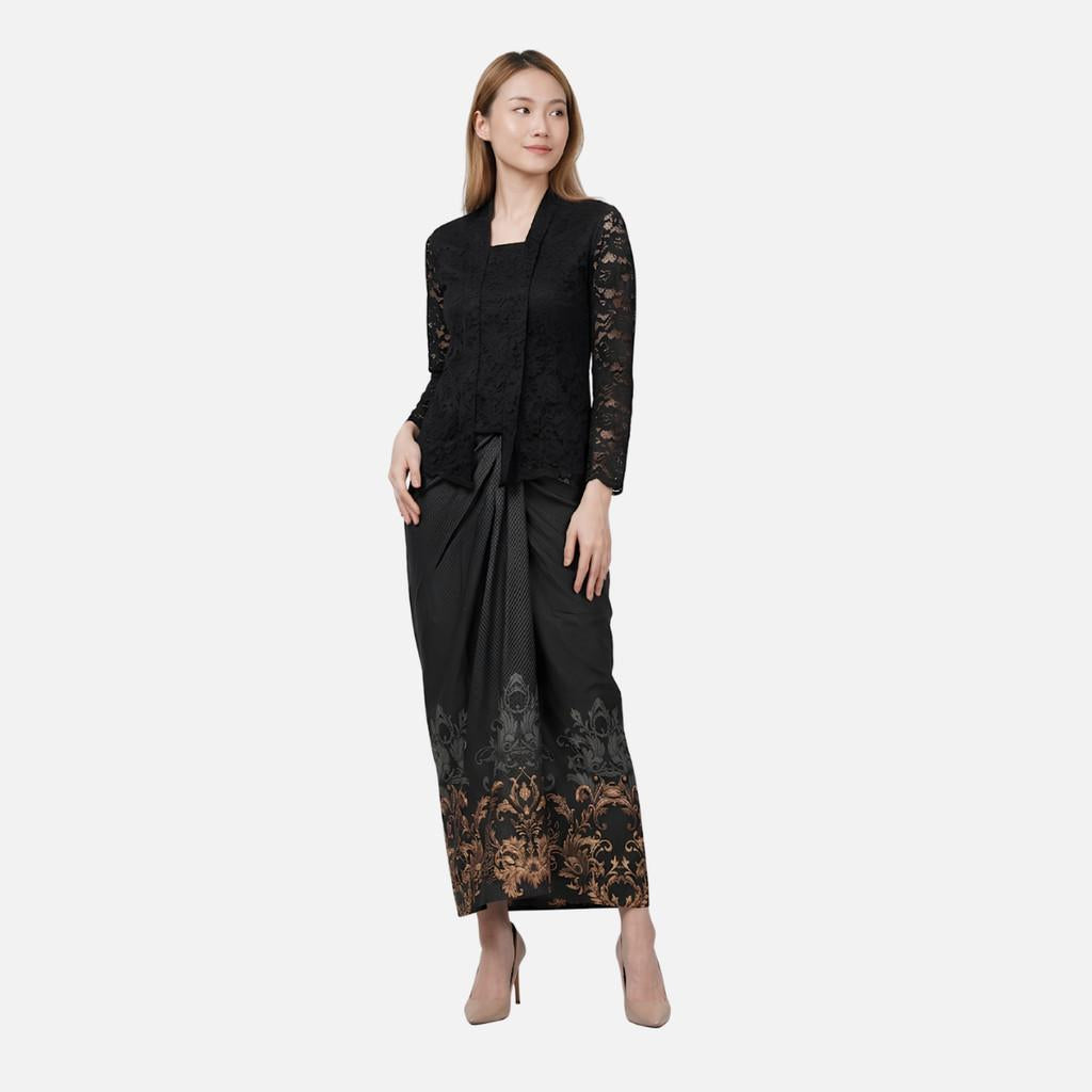Odza Rok Lilit Batik Wanita Panjang Allsize Bawahan Kebaya Kondangan Wisuda Helena Hitam Abu-abu