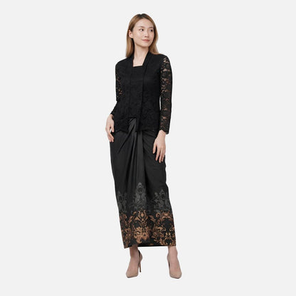 Odza Rok Lilit Batik Wanita Panjang Allsize Bawahan Kebaya Kondangan Wisuda Helena Hitam Abu-abu