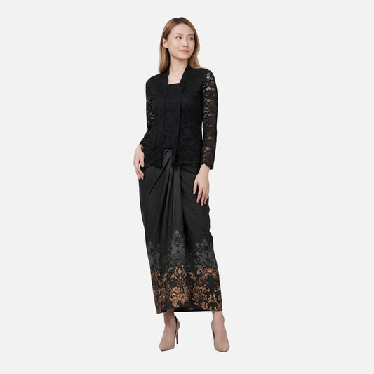 Odza Rok Lilit Batik Wanita Panjang Allsize Bawahan Kebaya Kondangan Wisuda Helena Hitam Abu-abu