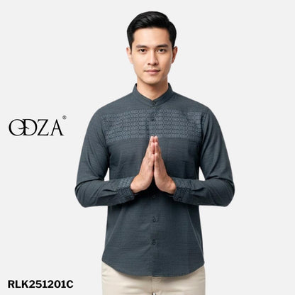 Odza Classic Baju Koko Pria Lengan Panjang Kemeja Muslim Kerah Shanghai Regular Afa Series Cocok untuk Ibadah dan Acara Resmi